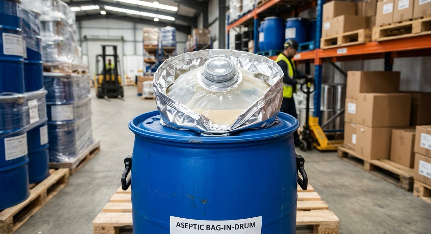 Aseptic bag-in-drum bulk packaging