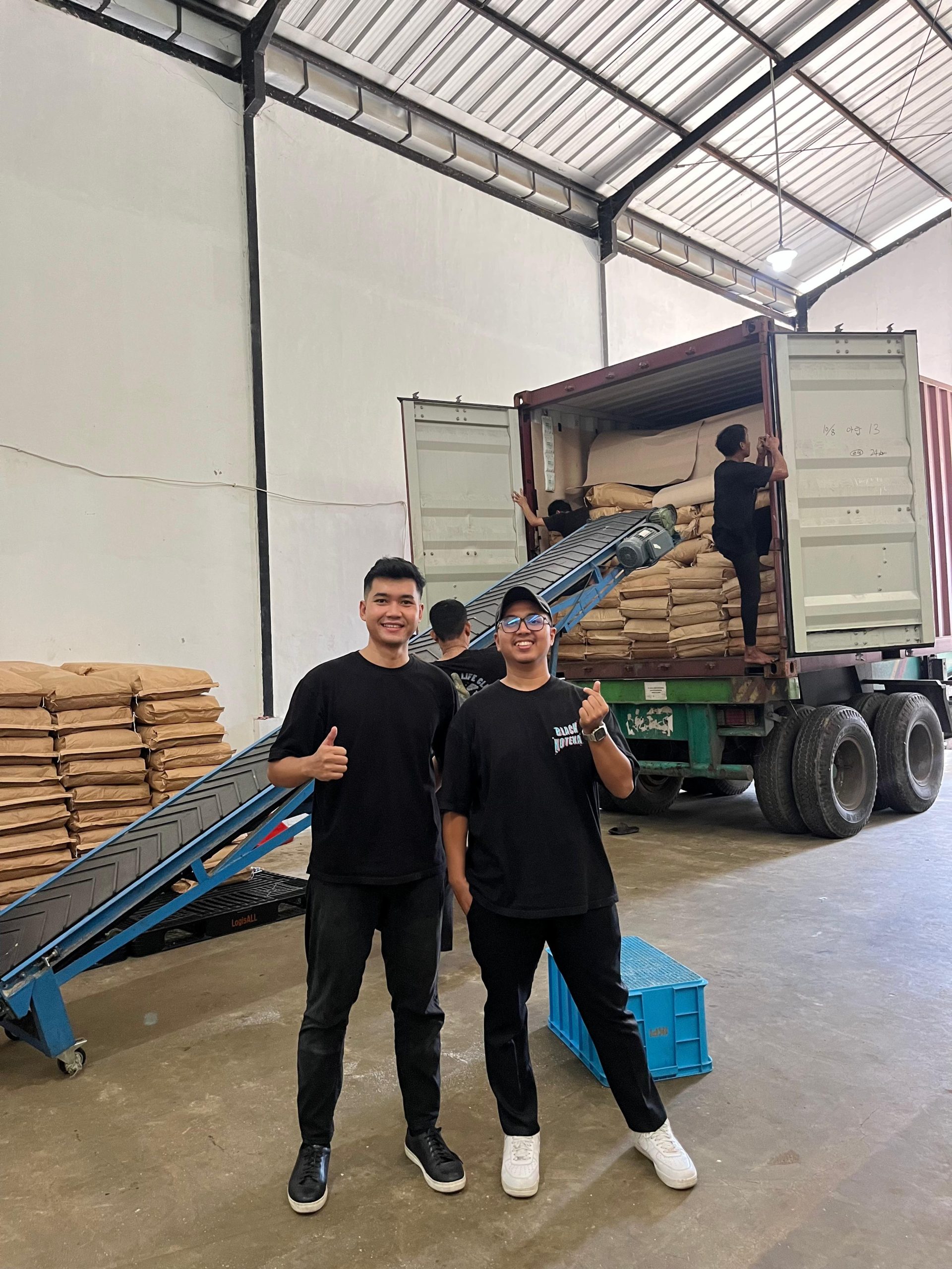Container of packed coconut